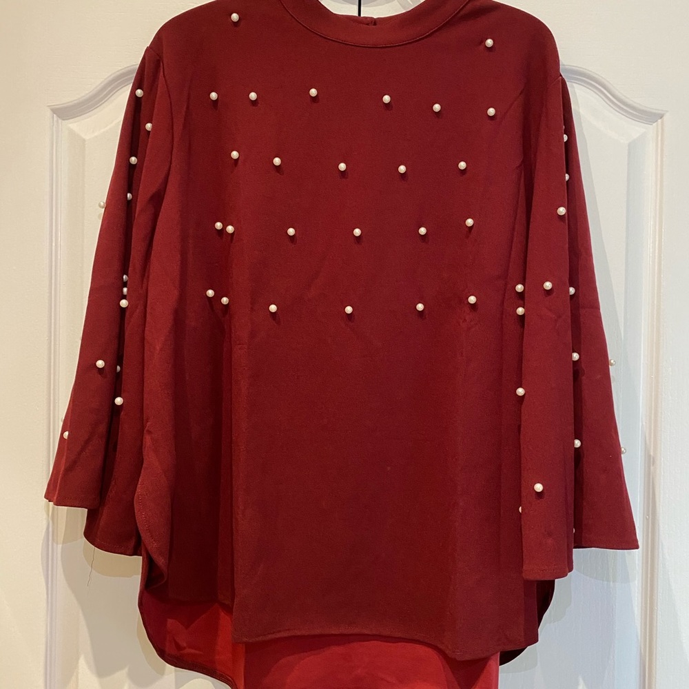 SHEIN Detailed Maroon Blouse in Size 3XL